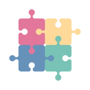 autismo: quatro peças de quebra-cabeça encaixados