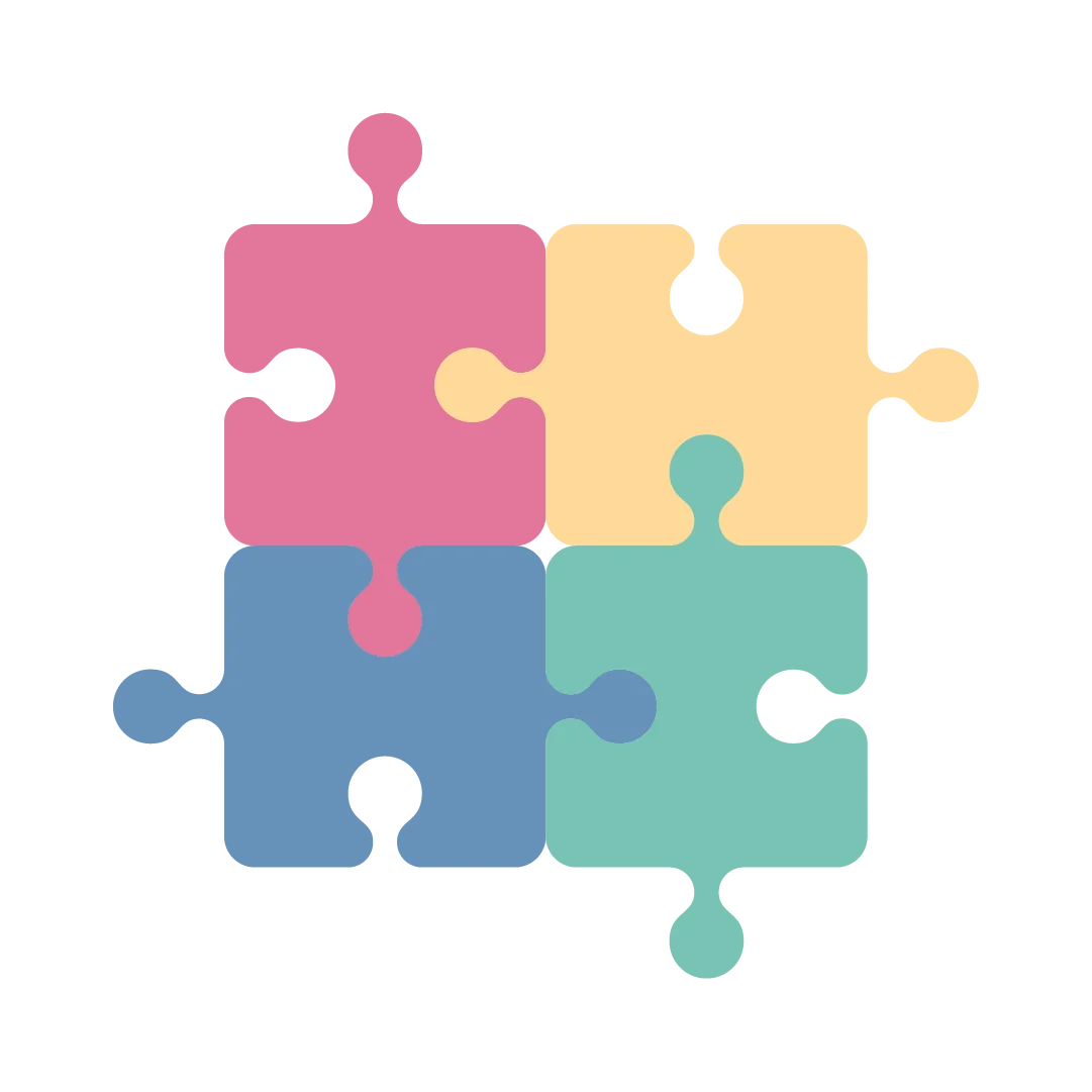 autismo: quatro peças de quebra-cabeça encaixados