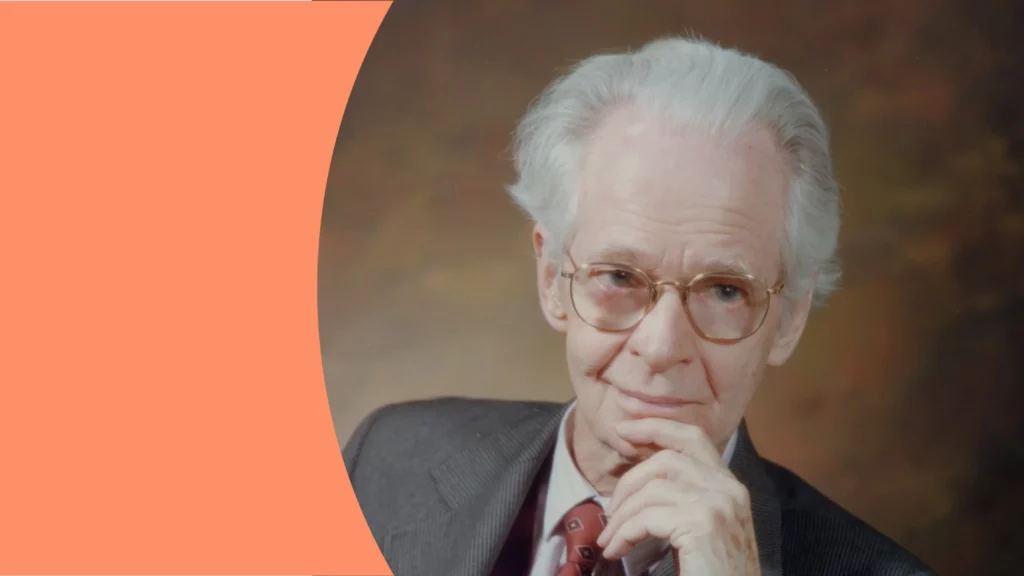 Skinner, pai do behaviorismo radical. Homem branco com cabelos grisalhos e de óculos de grau.