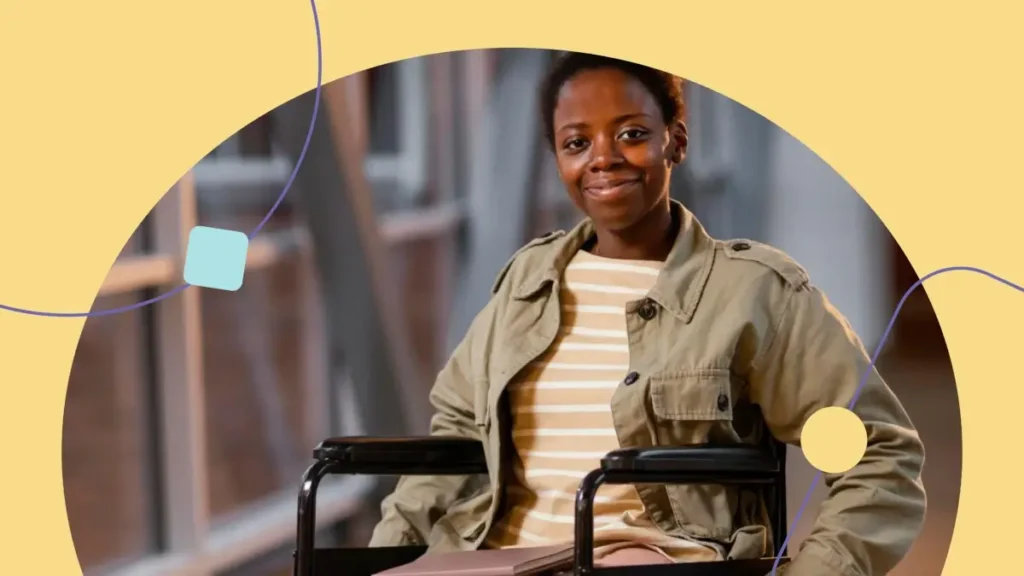 Mulher negra em cadeira de rodas. Imagem representativa contra o Cripface.
