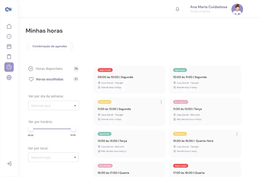 Painel da Genial mostrando como Excluir horários disponíveis no agendamento