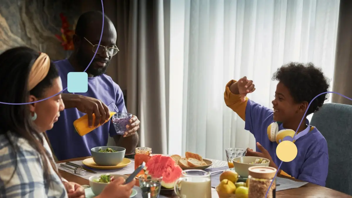 autismo e alimentação, família reunida em uma mesa.