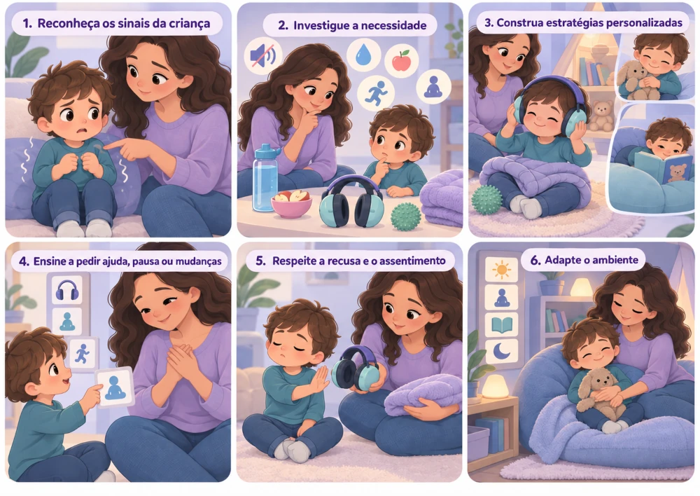 Ilustração de uma mãe falando com seu filho autista