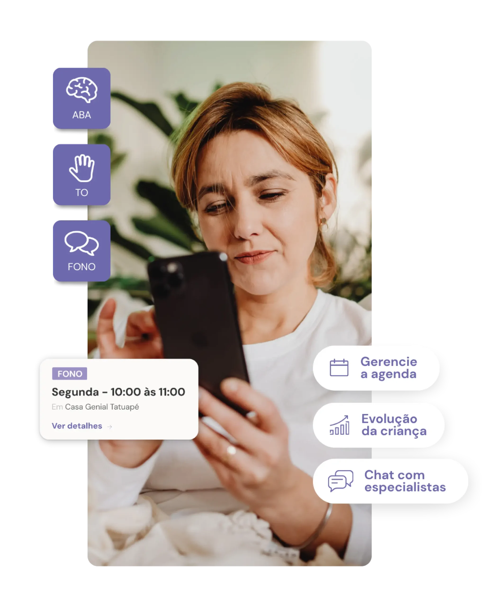 terapia que funciona: mãe olhando informações sobre as terapias de seu filho na Genial Care.